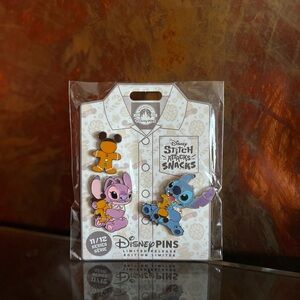 2024 Disney Parks Stitch Attacks Snacks Gingerbread Pin Set Series 11/12 NEW